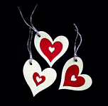 Three of Hearts - pack of 3 Handcrafted Gift Tags - dr16-0078